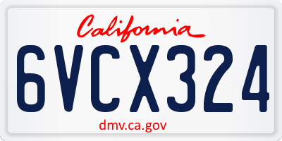 CA license plate 6VCX324