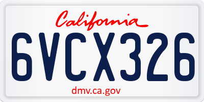 CA license plate 6VCX326