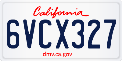CA license plate 6VCX327