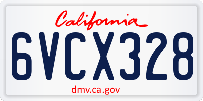 CA license plate 6VCX328