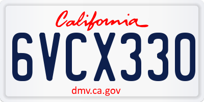 CA license plate 6VCX330