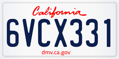 CA license plate 6VCX331