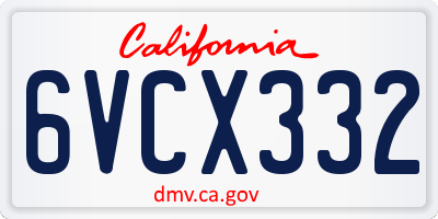 CA license plate 6VCX332