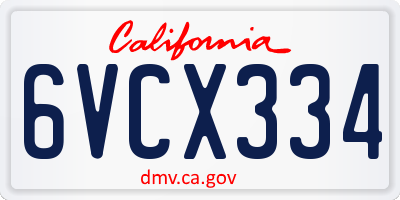 CA license plate 6VCX334