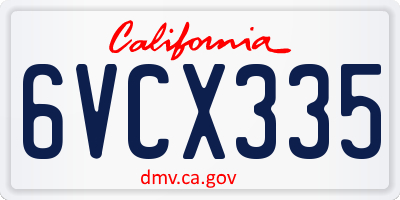 CA license plate 6VCX335