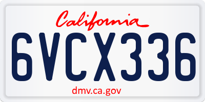 CA license plate 6VCX336