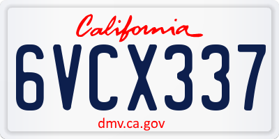 CA license plate 6VCX337