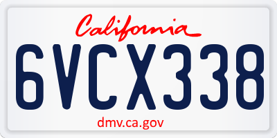CA license plate 6VCX338