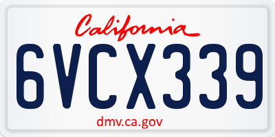 CA license plate 6VCX339
