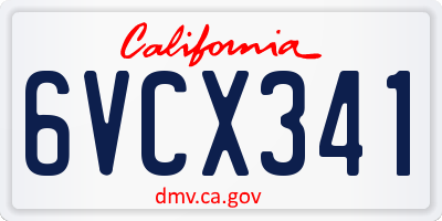 CA license plate 6VCX341