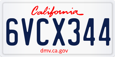 CA license plate 6VCX344