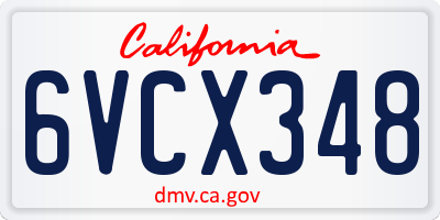 CA license plate 6VCX348