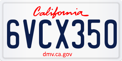CA license plate 6VCX350