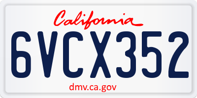 CA license plate 6VCX352