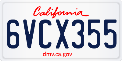 CA license plate 6VCX355