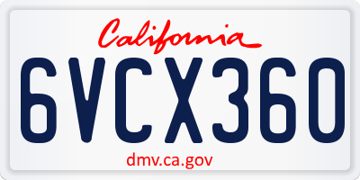 CA license plate 6VCX360