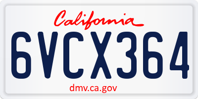 CA license plate 6VCX364
