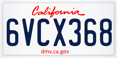 CA license plate 6VCX368