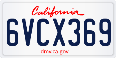 CA license plate 6VCX369