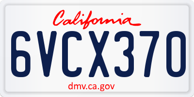 CA license plate 6VCX370