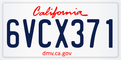 CA license plate 6VCX371
