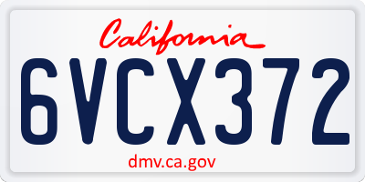 CA license plate 6VCX372