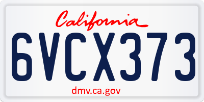 CA license plate 6VCX373