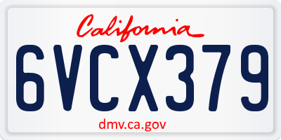 CA license plate 6VCX379