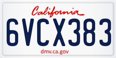 CA license plate 6VCX383