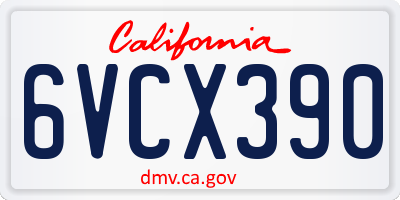 CA license plate 6VCX390