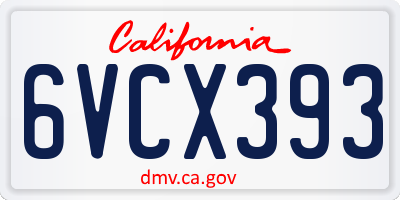 CA license plate 6VCX393