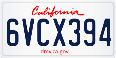 CA license plate 6VCX394
