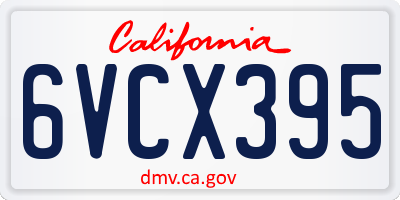 CA license plate 6VCX395