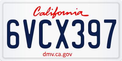 CA license plate 6VCX397
