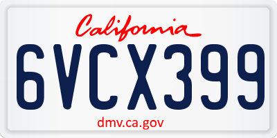 CA license plate 6VCX399