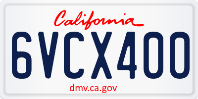 CA license plate 6VCX400