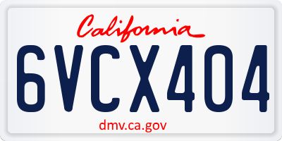 CA license plate 6VCX404