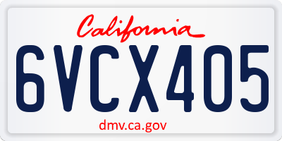 CA license plate 6VCX405