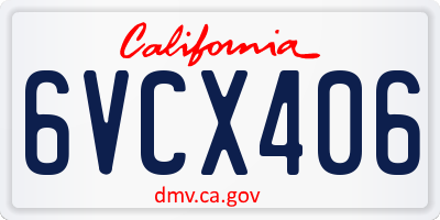 CA license plate 6VCX406