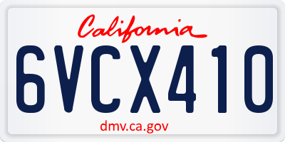 CA license plate 6VCX410