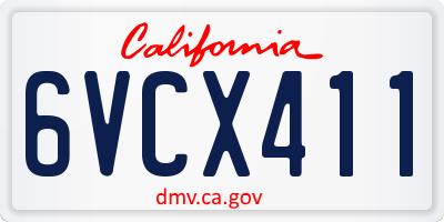 CA license plate 6VCX411