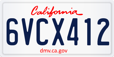 CA license plate 6VCX412