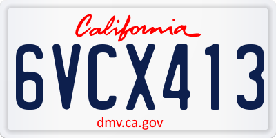 CA license plate 6VCX413