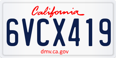 CA license plate 6VCX419