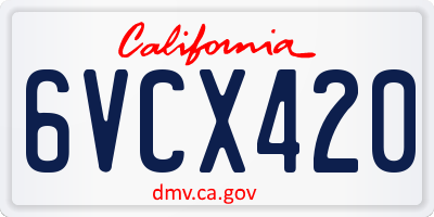 CA license plate 6VCX420