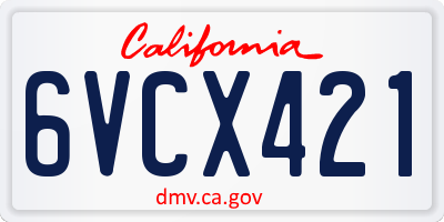 CA license plate 6VCX421
