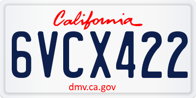 CA license plate 6VCX422