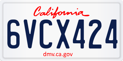 CA license plate 6VCX424