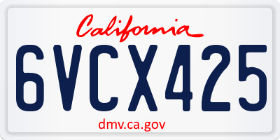 CA license plate 6VCX425