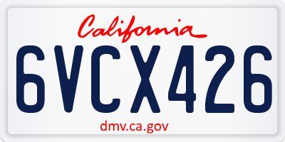CA license plate 6VCX426